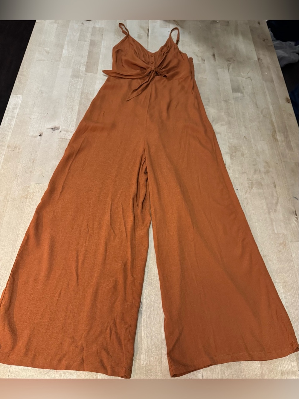 By Together Rust Orange Wide-Leg Tie-Front Jumpsuit NWOT